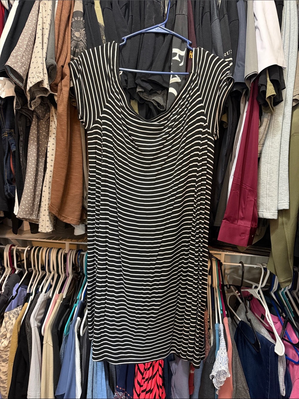 Old Navy Black and White Striped Women’s Scoop Neck Tunic
